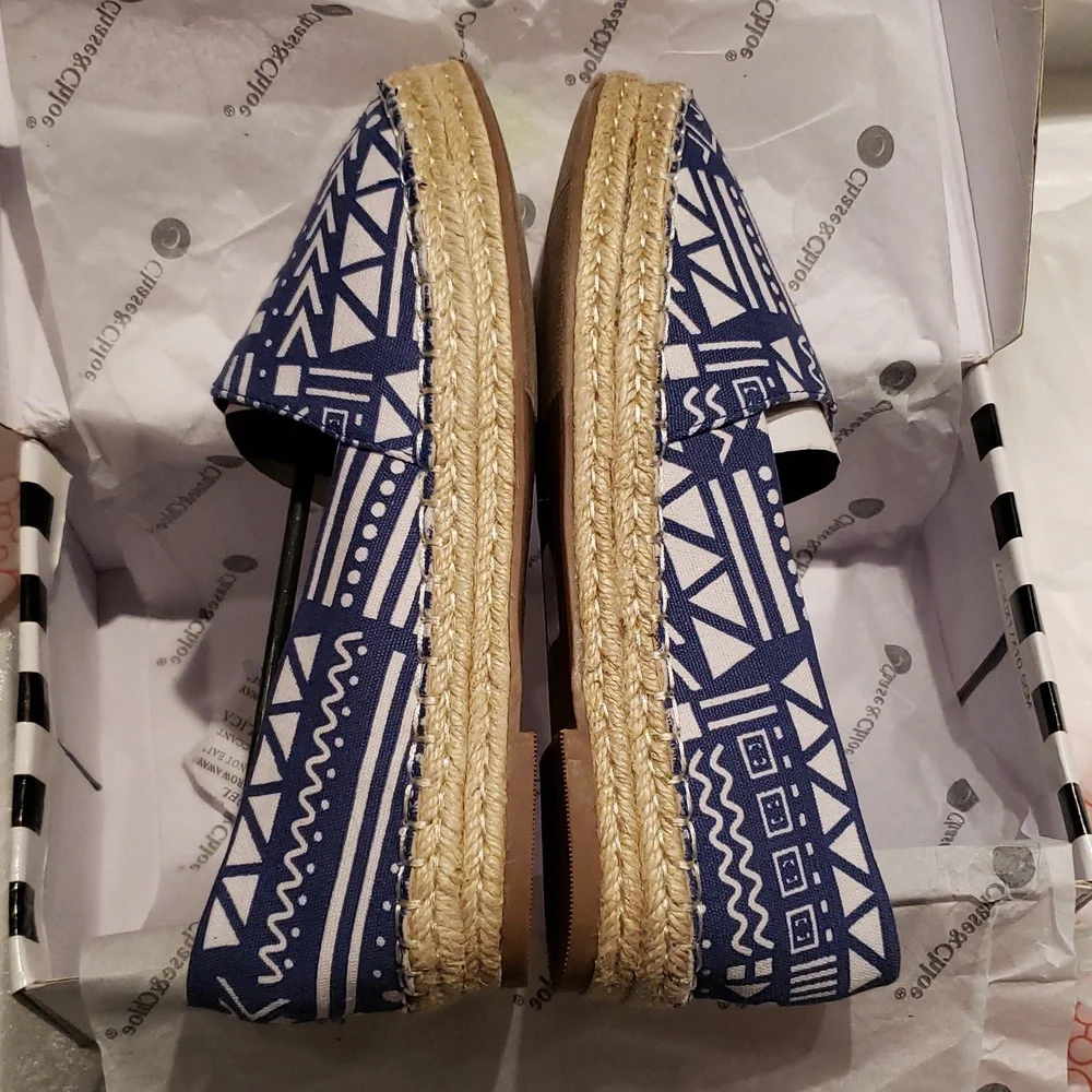 Chase & Chloe New Espadrilles Jute Platform Flats Slip-On NIB Women's 8